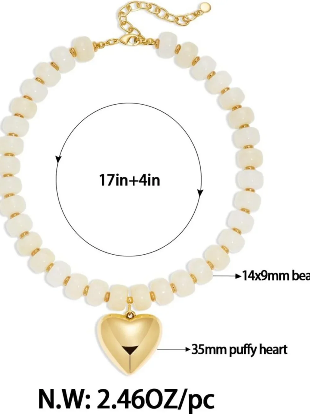 Chic Beaded Necklace for Women with Gold Heart Pendant - Stylish Jewelry